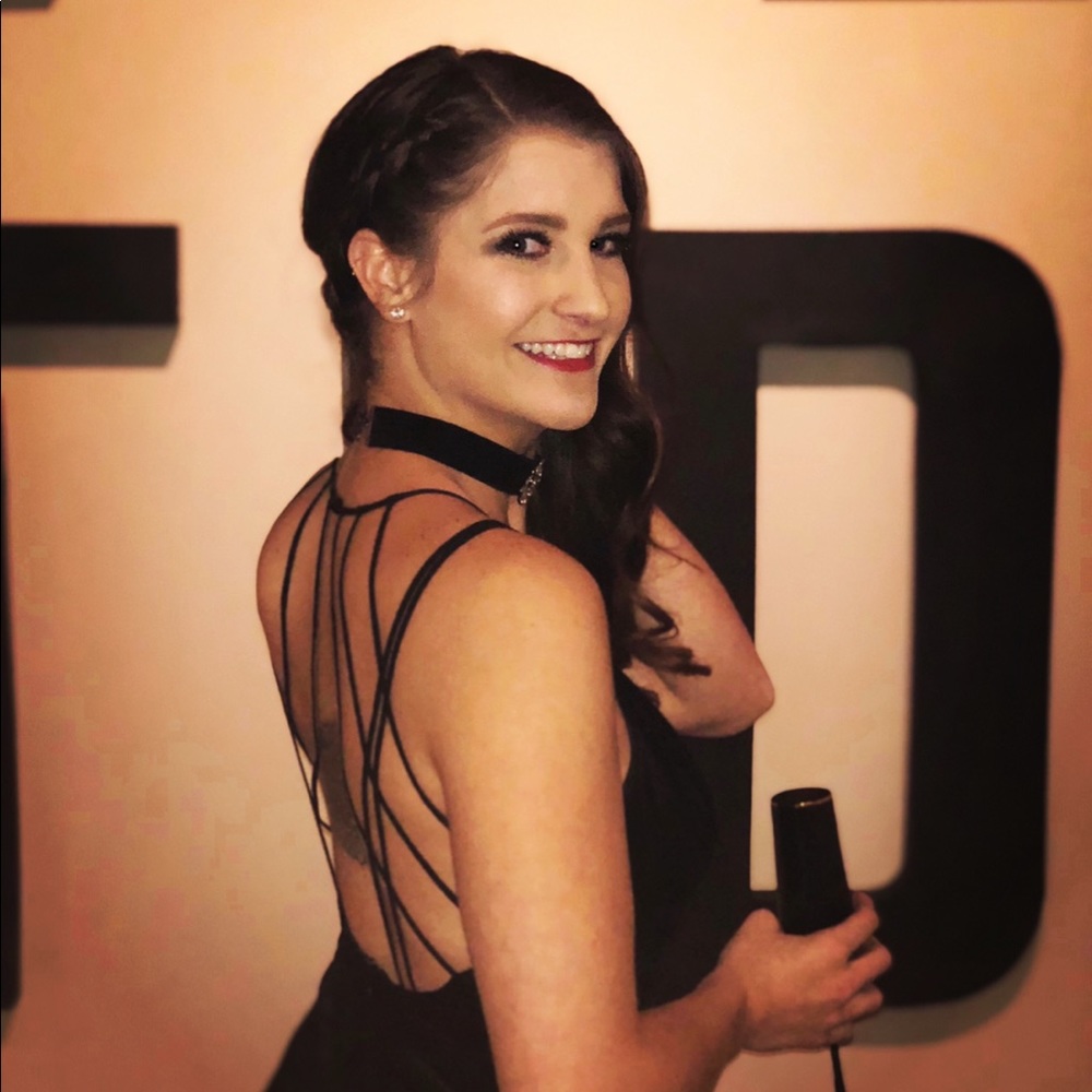 Velvet mini dress with strappy back